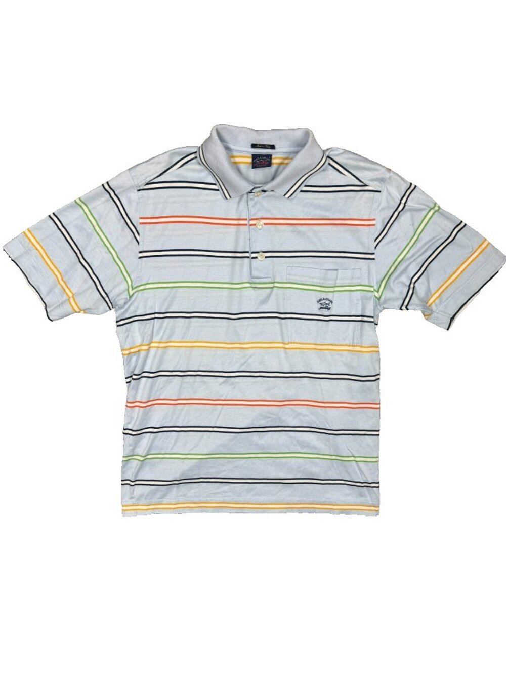 Paul & Shark Polo Shirt Striped Cotton Made in Italy Blue Small